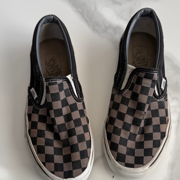Vans Kids Black and Brown Checkered Slip-On Sneakers - Picture 1 of 4